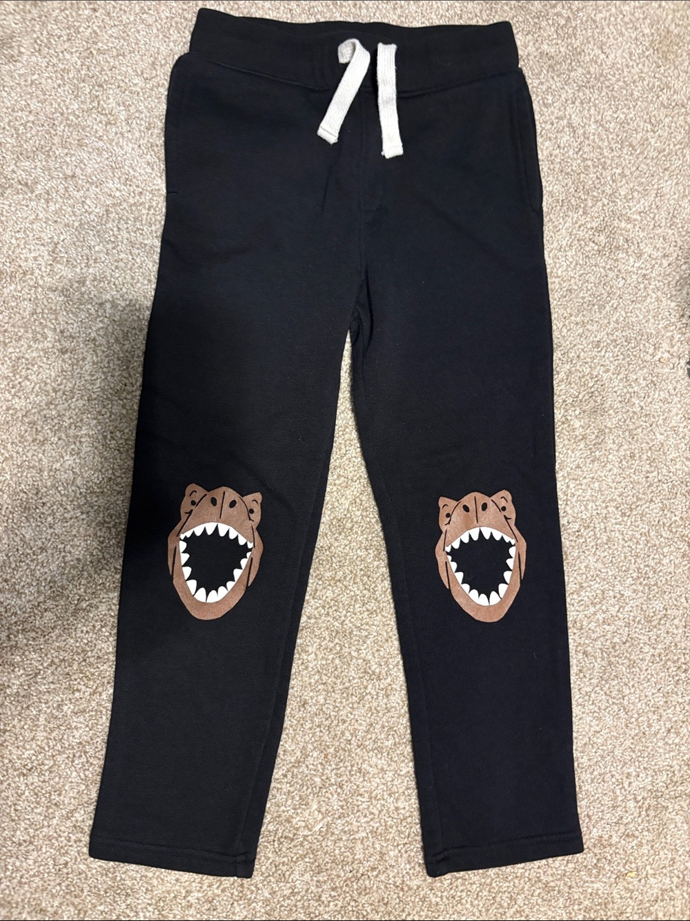 Old Navy Black Joggers with Brown Shark Knee Appliqués